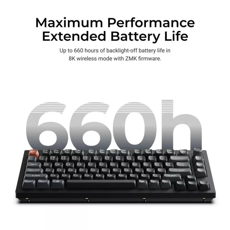 Mehaaniline klaviatuur Keychron V1 Ultra 8K — 75% vormitegur, QWERTY, Bluetooth, RGB, Must