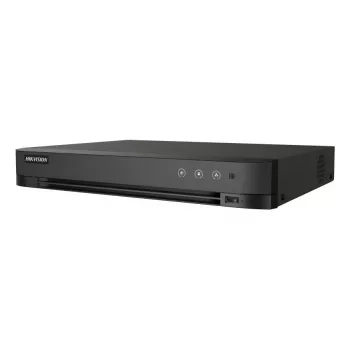DVR Hikvision Pro Series 4‑kanaliga 1080p 1U H.265 AcuSense, 4 videosisendit, max 2960×1665, 10 TB HDD, Fast Ethernet, 12V, must