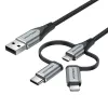 Vention USB 2.0 A isane 3-in-1 Micro-B&USB-C&Lightning isasele kaablile 1M Hall alumiiniumsulamist tüüp