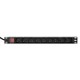 Toitejaotusseade GEMBIRD EG-PDU-9F2F — 9 prantsuse (tüüp E) pistikupesa, 1U riiul, 16A, 2 m kaabel