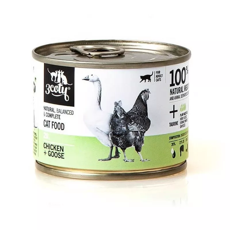 Märg kassitoit 3coty 3COTY 29 kana ja hane, 180 g purk, täiskasvanud, teraviljavaba, gluteeni- ja sojavaba