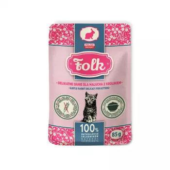 FOLK Kitten Õrn küülikuhõrgutis - märg kassitoit - 85g