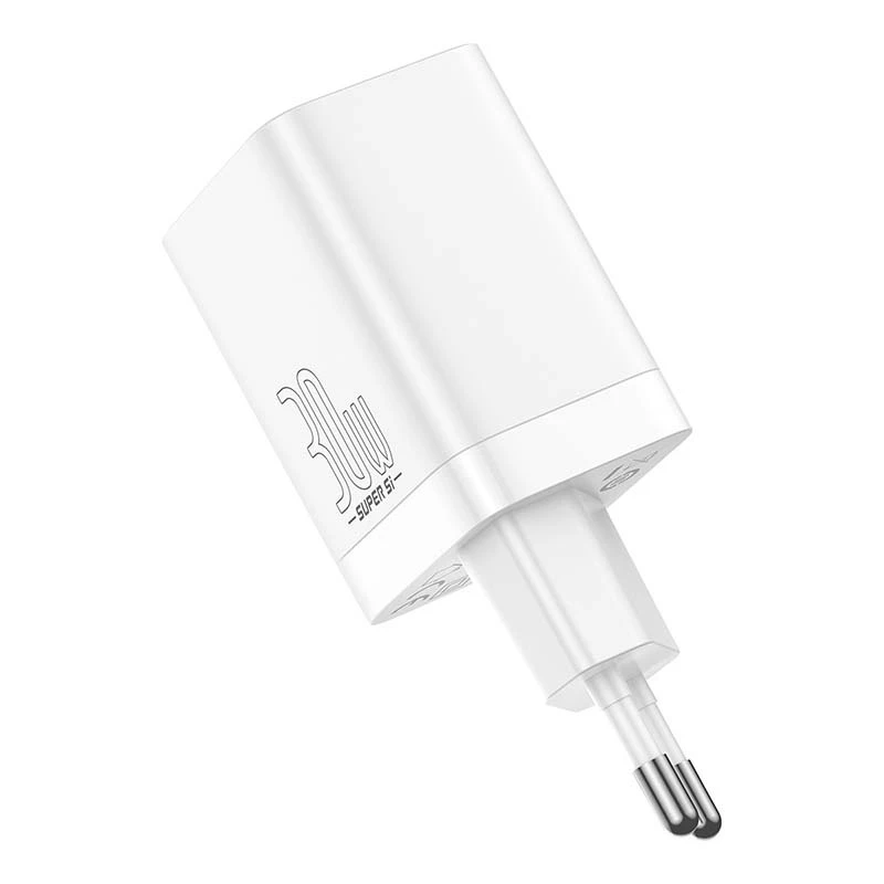 Baseus Super Si Pro kiirlaadija USB + USB-C 30 W (valge)
