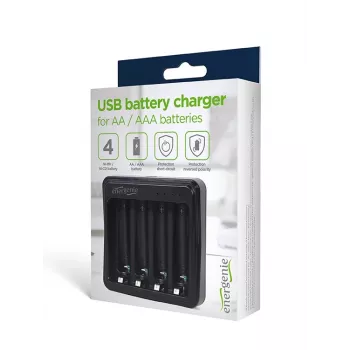 Akulaadija Gembird BC-USB-03 USB-ühilduv AA AAA must