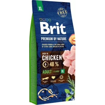 Kuiv koeratoit Brit Premium by Nature Adult XL 15 kg — kana ja lõhe, 28% valku, 16% rasva