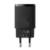 Sisene USB kiirlaadija Baseus CCXJ-B01 — 2 porti (USB-C PD 20W + USB-A QC3.0 18W), 100–240 V, must