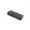 USB-jaotur NATEC MANTIS USB 2.0 Type-B — 4x USB 3.2 Gen 1 Type-A porti, must, 0,8 m kaabel, vahelduvvooluadapter, toitelüliti