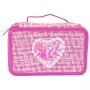 Pencil case nice Tweed 19087 dark pink, 3-level compartment organizer