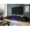 TV-kapp Cama Meble ROVA elektrikaminaga, 190x37x48 cm, must/must läikiv