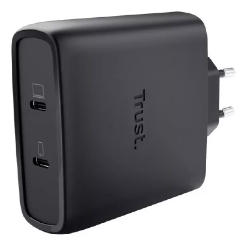 TRUST Maxo 100W 2-Port USB-C GaN Charger — 100 W, 2× USB-C, 20 V max, 2 m kaabel, must