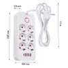 Pistikupesadega pikendusjuhe MACLEAN MCE389 W — 6 pistikupesa, 4×USB-A, 1×USB-C, 2500 W, 110–240 V, 1,5 m kaabel, valge