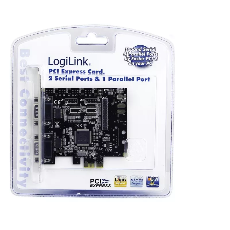 Sisemine PCIe-liidesekaart LOGILINK PC0033 jada- ja paralleelväljunditega, NetMOS-kiibistik