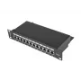 Patch panel LANBERG PPF6-9012-B — 12-pordiline RJ45, metallist, must, 1U (215×44.5×130 mm)