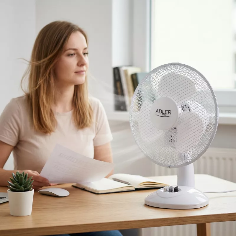Adler | AD 7302 | Lauaventilaator | Valge | Läbimõõt 23 cm | Kiiruste arv 2 | Ostsillatsioon | 60 W | Ei
