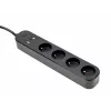 GEMBIRD TSL-PS-F4U-02 nelja PL-pistikupesa ja USB-laadijaga pikendusjuhe, must