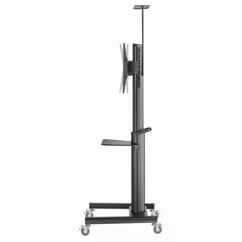 Põranda TV-alus Gembird TVS-70T-02 ekraanidele 37 tolli kuni 70 tolli, max 70 kg, VESA 200x200–600x400, kaldenurk ±5°/−12°, kõrguse reguleerimisega, rattad, kaablihaldus