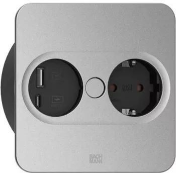 Tüüp F pistikupesa + USB A + USB C Bachmann 946.105 roostevaba teras