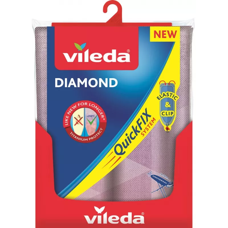 Triikimislaua kate VILEDA Dimond 173333 standardsete laudade jaoks 1200×380 mm, puuvill/vaht, kuumakindel kuni 200 °C