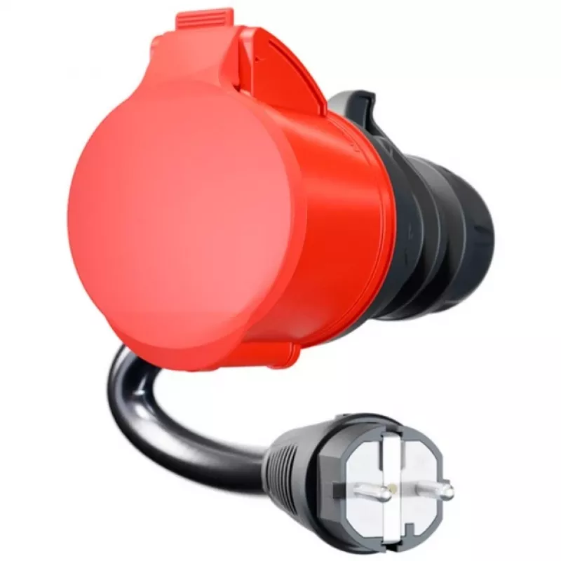 go-e Adapter Gemini flex 22 kW, CEE punane kolmefaasiline toide 32A > majapidamispistikupesa (must, 30 cm)