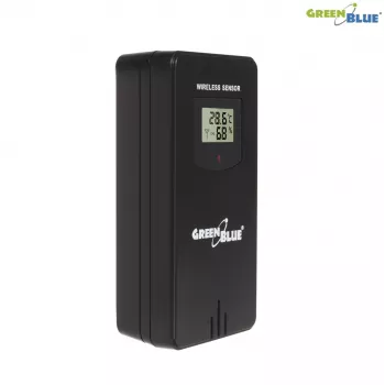 Digitaalne ilmajaam GreenBlue GB526 must — siseruumides -20…60 °C, välistingimustes -40…70 °C, õhuniiskus -20…95%, kell, kuufaas