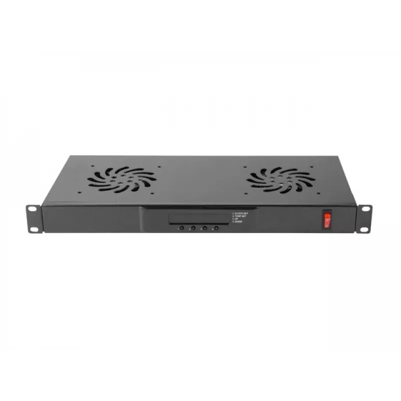 Ventilaatoripaneel LANBERG AK-1502-B, 1U raami, 2 ventilaatorit, 230 V, 38 W, 483×44,5×192 mm, must