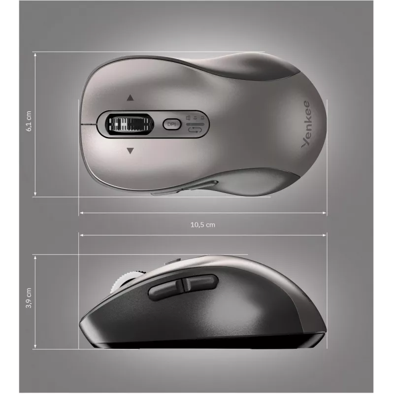 YENKEE YMS 2010SR GYRO kahe ühendusviisiga juhtmevaba hiir, Bluetooth + USB 2.4 GHz