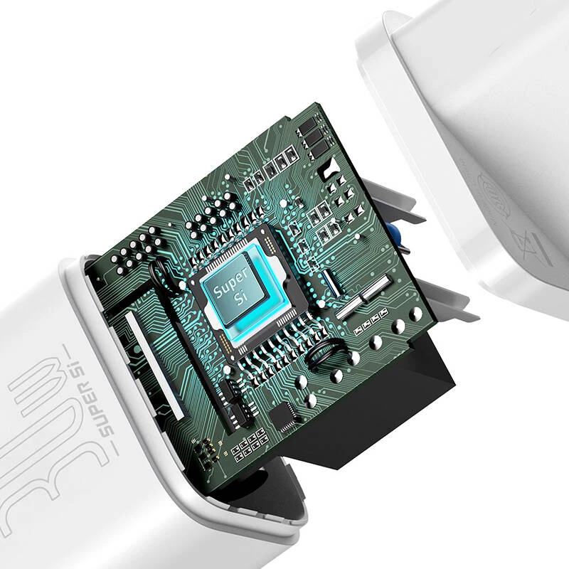 Baseus CCSUP-J02 mobiilseadme laadija universaalne valge AC kiirlaadimine