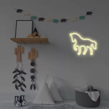 LED-neoonsilt MANTA SNL103WH — hobusemotiiv, valge