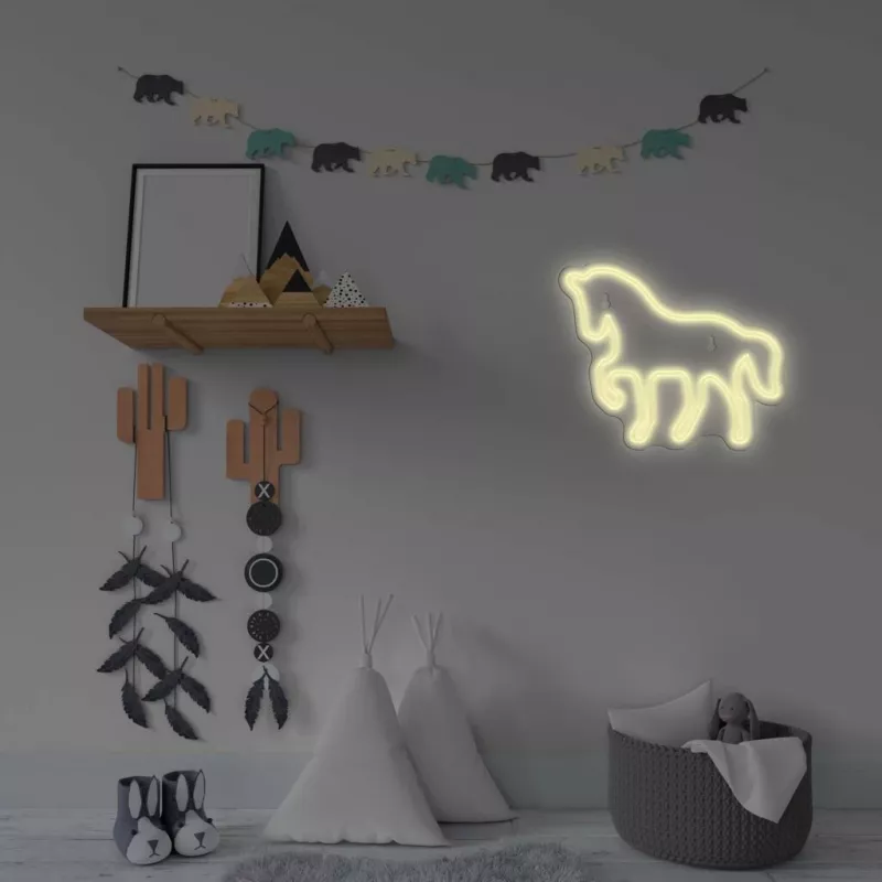 LED-neoonsilt MANTA SNL103WH — hobusemotiiv, valge