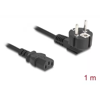 Toitejuhe DELOCK CEE 7/7 (E+F) IEC C13 90° nurga all, 1 m, H05VV-F 3x1,00 mm², must