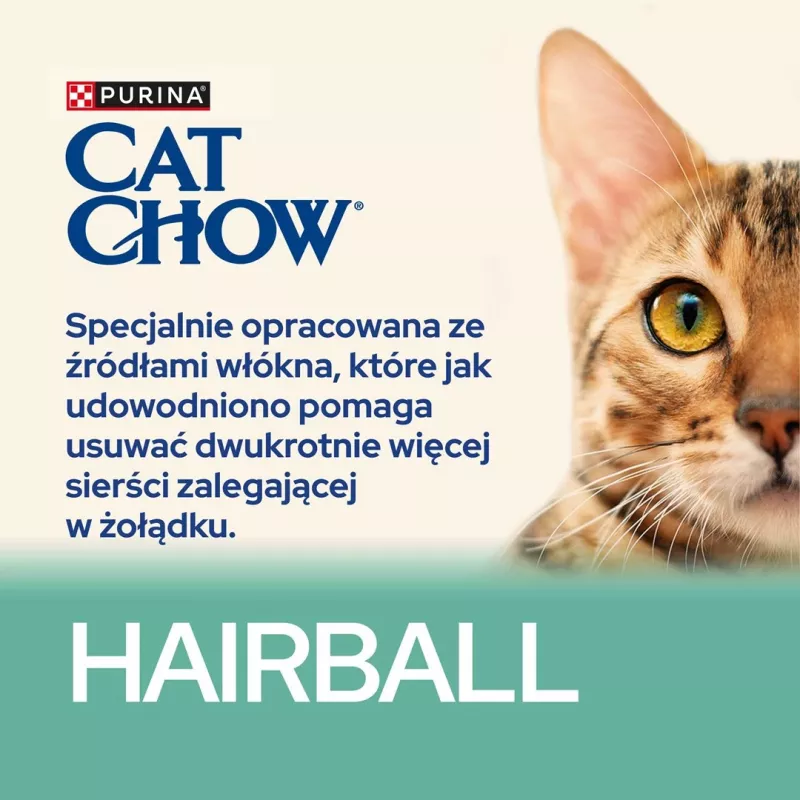 Kuiv kassitoit Purina Cat Chow Hairball Control 1.5 kg — Täiskasvanud, Kana, 32% Valk, 11% Rasv