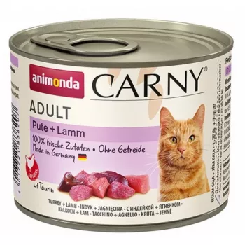 Märg kassitoit Animonda Carny Turkey + Lamb Adult 200 g — teraviljavaba, gluteenivaba, 79% niiskust