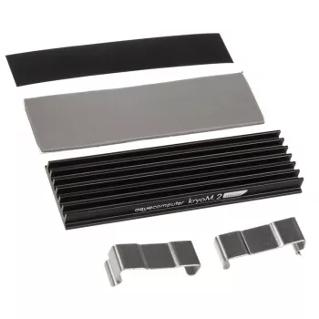Jahutusradiaator Aqua-Computer kryoM.2 — alumiinium/roostevaba teras, 70×24×9 mm