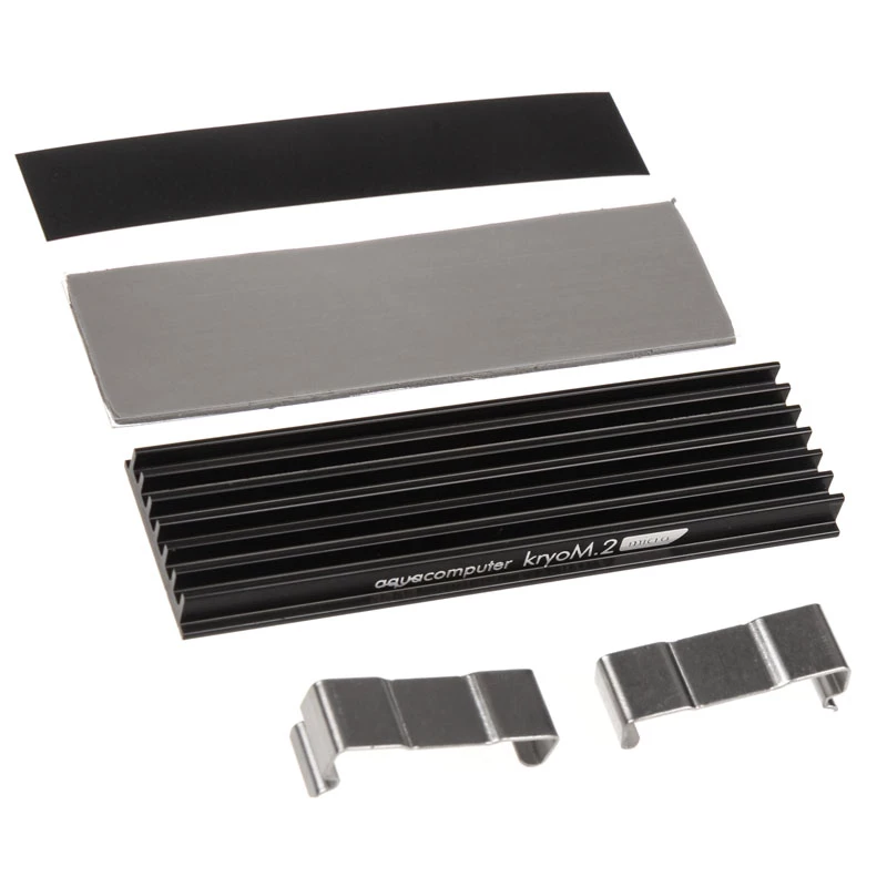 Jahutusradiaator Aqua-Computer kryoM.2 — alumiinium/roostevaba teras, 70×24×9 mm