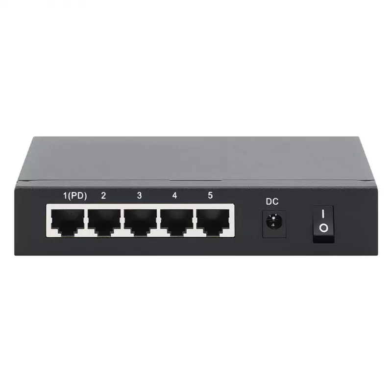 Gigabit 5xPoE läbiv lüliti, toide PoE või vahelduvvooluga, 68W