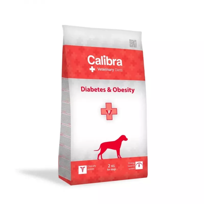 Kuiv koeratoit Calibra VD Dog Diabetes & Obesity 2 kg — veterinaardieet kaalu ja glükeemilise kontrolli jaoks, 35% valku, 8% rasva