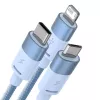 3in1 USB-kaabel Baseus StarSpeed Series, USB-C + Micro + Lightning 3,5A, 1,2 m (sinine)