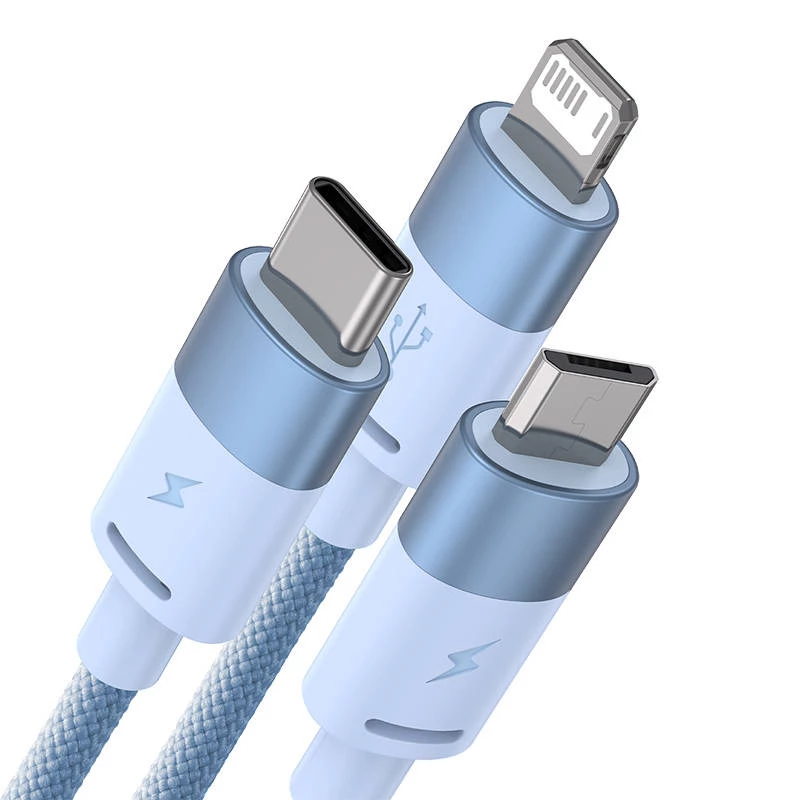 3in1 USB-kaabel Baseus StarSpeed Series, USB-C + Micro + Lightning 3,5A, 1,2 m (sinine)