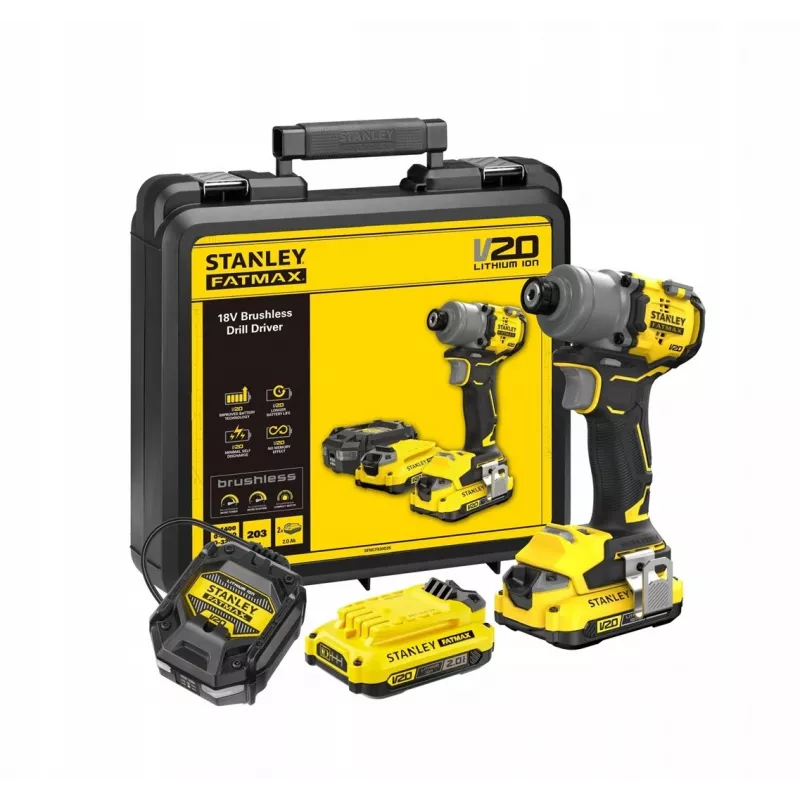 Akutrell STANLEY SFMCF830D2K-QW 18V Li-Ion, 2 Ah x2, 3 käiku, 203 N·m, 3200 p/min, LED, püstolkäepide