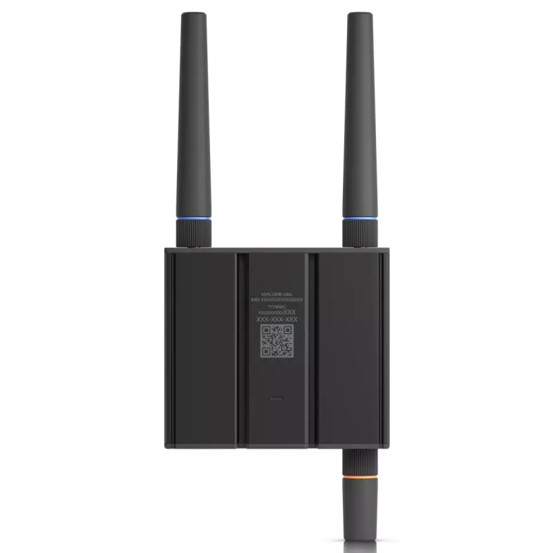 Mobiilsidevõrgu ruuter Ubiquiti UMR-Ultra — 4G LTE, NanoSIM, 2,4 GHz Wi‑Fi (802.11g), 2x RJ‑45, 3 välist SMA antenni, 5–30 V DC