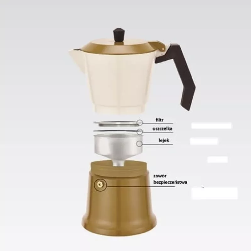 Alumiiniumist pliidikannu mokapott Maestro MR-1657-3-BEIGE – 3 tassi espressokann, beež