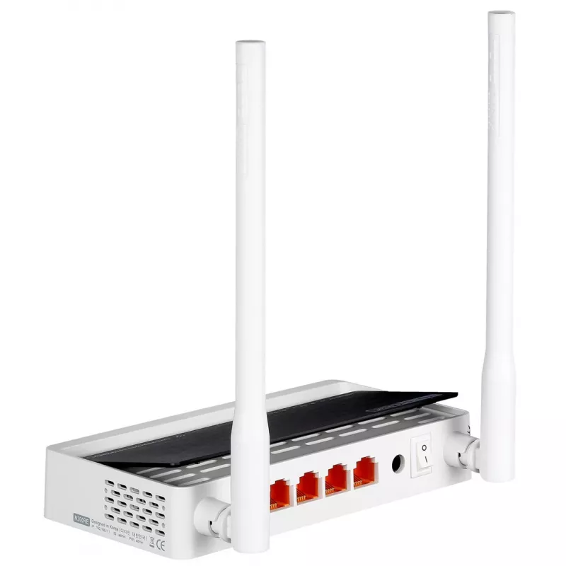 Laualine ruuter TOTOLINK N300RT — ühe ribaga 2,4 GHz Wi‑Fi 4, 300 Mbps, 5x RJ-45 Fast Ethernet porti, 2 välist 5 dBi antenni
