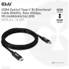 CLUB3D USB4 Gen3x2 Type-C kahesuunaline kaabel 8K60Hz, Andmed 40Gbps, PD 240W(48V/5A) EPR M/M 2m / 6.56ft