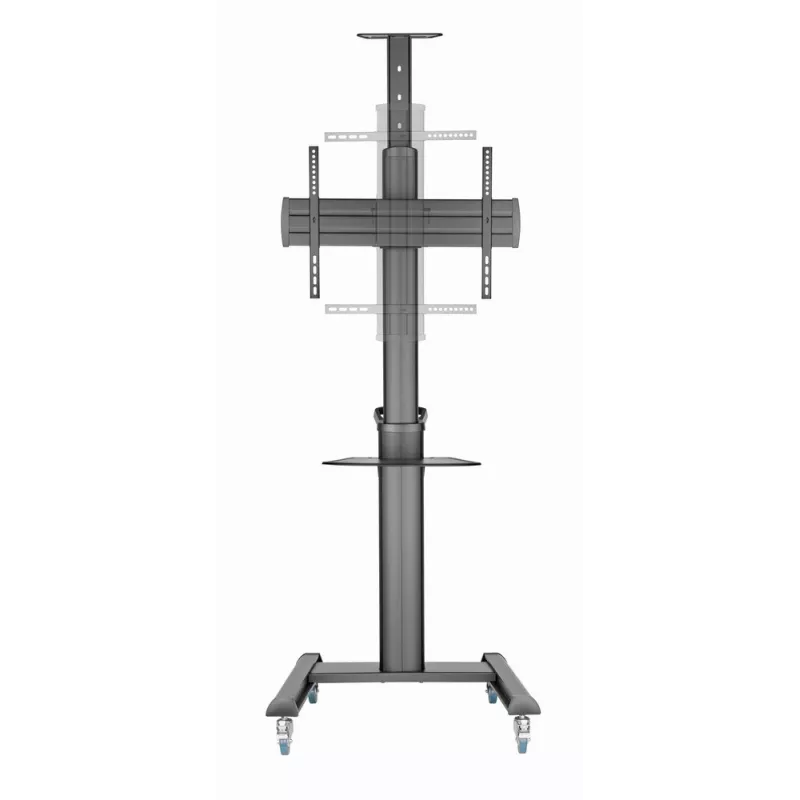 Põranda TV-alus Gembird TVS-70T-02 ekraanidele 37 tolli kuni 70 tolli, max 70 kg, VESA 200x200–600x400, kaldenurk ±5°/−12°, kõrguse reguleerimisega, rattad, kaablihaldus