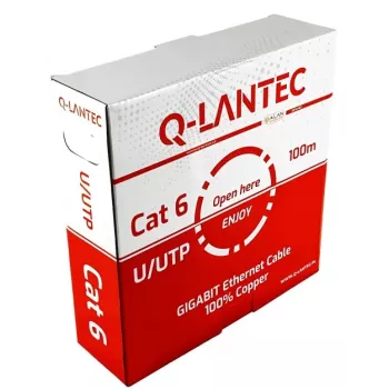 Võrgukaabel Q-LANTEC KIU6PVC100Q U/UTP Cat.6A keerutatud vask 100 m PVC hall, Ø 5,8 mm, AWG 23