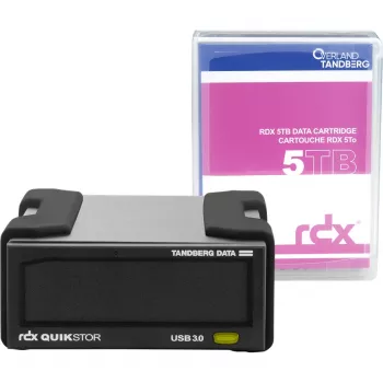 RDX-välise draivi komplekt Overland‑Tandberg 5 TB HDD USB 3.2 Gen 1, püsiv 260 MB/s, must, 110×178×52 mm