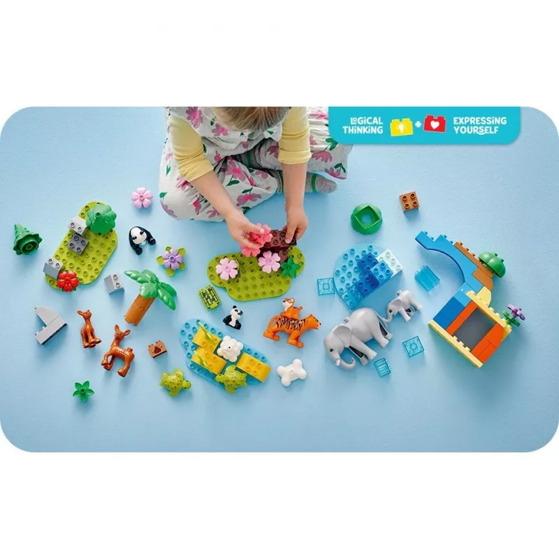 Mänguasjakomplekt LEGO DUPLO Town Wild Animal Families 3-in-1 10446 — 92 osa, alates 2. eluaastast, 200×220×340 mm