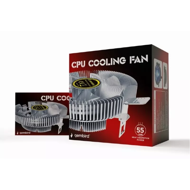 Õhujahuti Gembird CPU-HURACAN-X40 — 90 mm ventilaator, 800–1600 RPM, LGA 775 tugi, läbipaistev