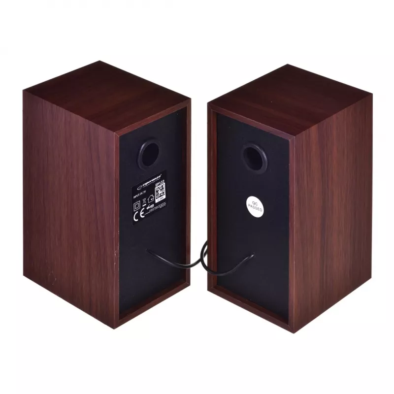 Kõlarid ESPERANZA EP122 2.0 juhtmega lauakõlarid, 2×6W RMS, puidust korpus, pöördnupp helitugevus, 60–20000 Hz