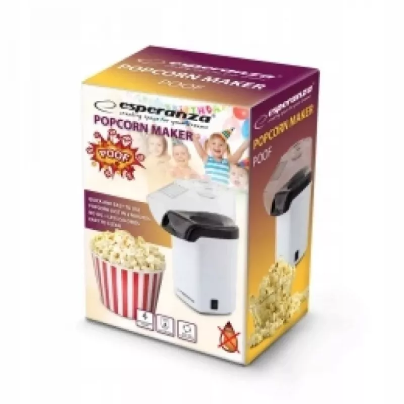 Popcorn maker Esperanza EKP005W Must Valge, 0.27 L, 1200 W, hot-air
